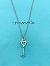 Sold-Tiffany 
Co 925 Silver Heart Key Pendant with Necklace