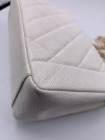 Sold-CHANEL Caviar Medium Diana White in Gold Hardware