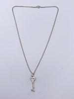 Sold-Tiffany 
Co 925 Silver Heart Key Pendant with Necklace