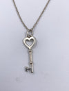 Sold-Tiffany 
Co 925 Silver Heart Key Pendant with Necklace