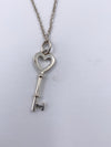 Sold-Tiffany 
Co 925 Silver Heart Key Pendant with Necklace