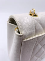 Sold-CHANEL Caviar Medium Diana White in Gold Hardware