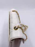 Sold-CHANEL Caviar Medium Diana White in Gold Hardware