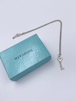 Sold-Tiffany 
Co 925 Silver Heart Key Pendant with Necklace