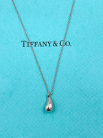 Sold-Tiffany 
Co 925 Silver Elsa Peretti Tear drop Pendant Necklace