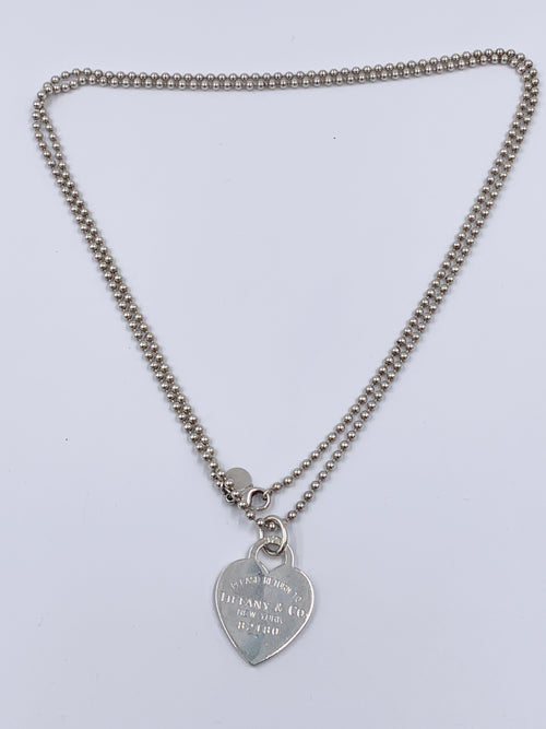 Sold-Tiffany 
Co 925 Silver Return to Tiffany Heart Tag Long Necklace