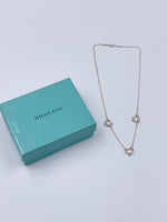 Tiffany 
Co 925 Silver Elsa Peretti Triple Open Heart Necklace