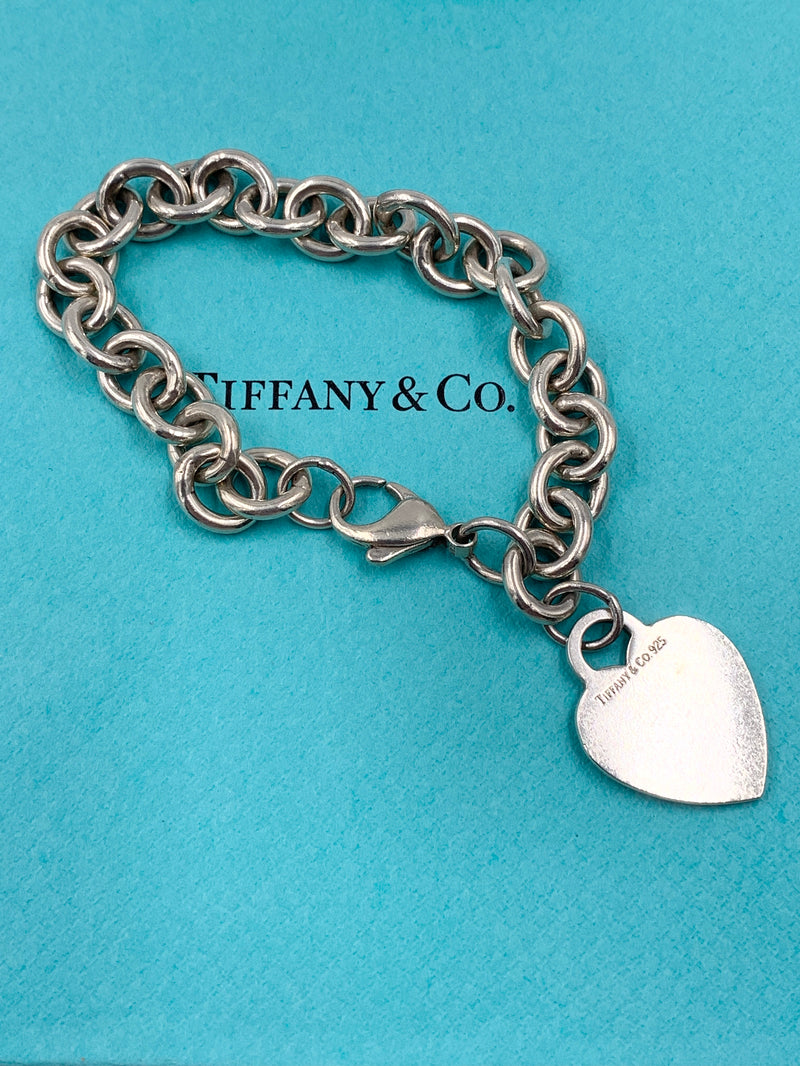 Tiffany 
Co 925 Silver Heart Tag Chain Bracelet