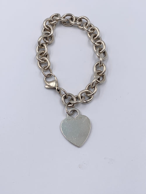 Tiffany 
Co 925 Silver Heart Tag Chain Bracelet