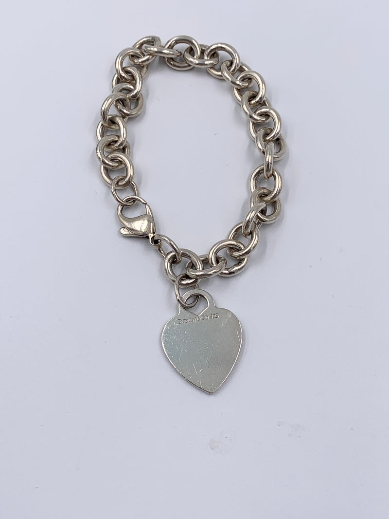 Tiffany 
Co 925 Silver Heart Tag Chain Bracelet