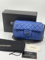 CHANEL CC Calfskin Blue Mini Flap Shoulder Bag/Ruthenium Hardware Canada