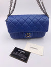 CHANEL CC Calfskin Blue Mini Flap Shoulder Bag/Ruthenium Hardware