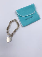 Tiffany 
Co 925 Silver Heart Tag Chain Bracelet