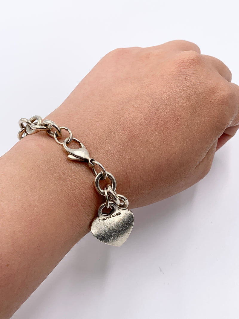 Tiffany 
Co 925 Silver Heart Tag Chain Bracelet