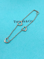 Sold-Tiffany 
Co 925 Silver Elsa Peretti Open Heart Bracelet