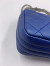 CHANEL CC Calfskin Blue Mini Flap Shoulder Bag/Ruthenium Hardware