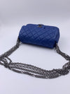 CHANEL CC Calfskin Blue Mini Flap Shoulder Bag/Ruthenium Hardware