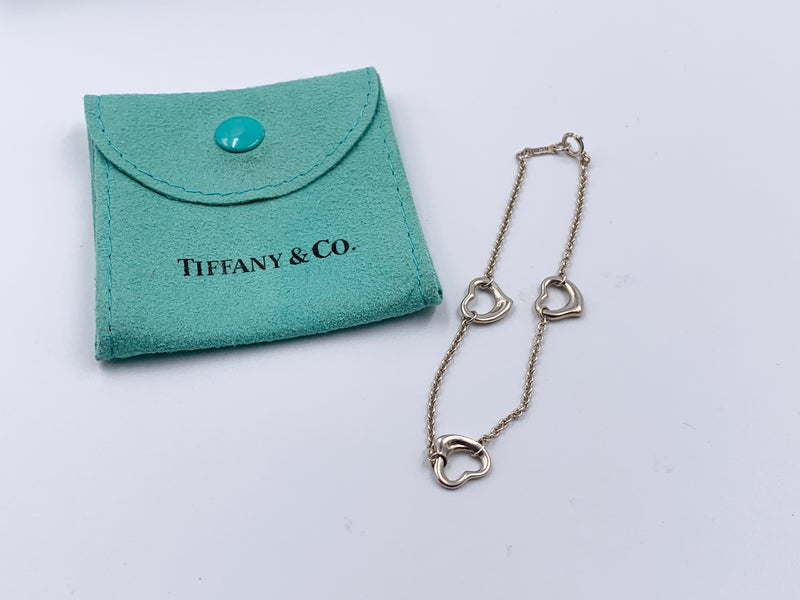 Sold-Tiffany 
Co 925 Silver Elsa Peretti Open Heart Bracelet