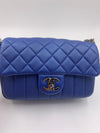 CHANEL CC Calfskin Blue Mini Flap Shoulder Bag/Ruthenium Hardware