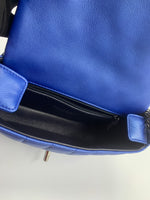 CHANEL CC Calfskin Blue Mini Flap Shoulder Bag/Ruthenium Hardware