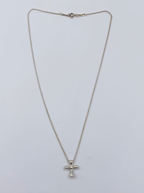 Sold-Tiffany 
Co 925 Elsa Peretti Silver Cross Necklace