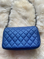 CHANEL CC Calfskin Blue Mini Flap Shoulder Bag/Ruthenium Hardware