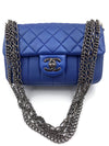 CHANEL CC Calfskin Blue Mini Flap Shoulder Bag/Ruthenium Hardware