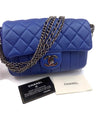 CHANEL CC Calfskin Blue Mini Flap Shoulder Bag/Ruthenium Hardware