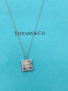 Tiffany 
Co "New York" 925 Silver Note Square Pendant Necklace