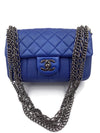 CHANEL CC Calfskin Blue Mini Flap Shoulder Bag/Ruthenium Hardware