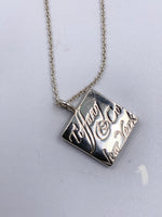 Tiffany 
Co "New York" 925 Silver Note Square Pendant Necklace