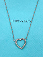 Tiffany 
Co 925 Silver Twisted Rope Open Heart Necklace