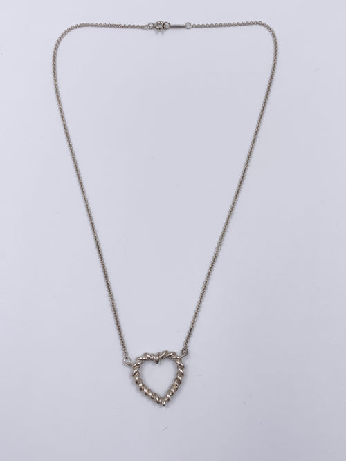 Tiffany 
Co 925 Silver Twisted Rope Open Heart Necklace