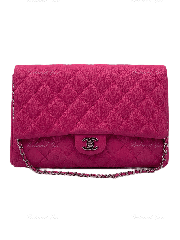 Sold-CHANEL Classic Quilted Flap Pink Caviar Shoulder Bag/Clutch with Chain Strap