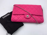 Sold-CHANEL Classic Quilted Flap Pink Caviar Shoulder Bag/Clutch with Chain Strap