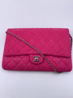 Sold-CHANEL Classic Quilted Flap Pink Caviar Shoulder Bag/Clutch with Chain Strap