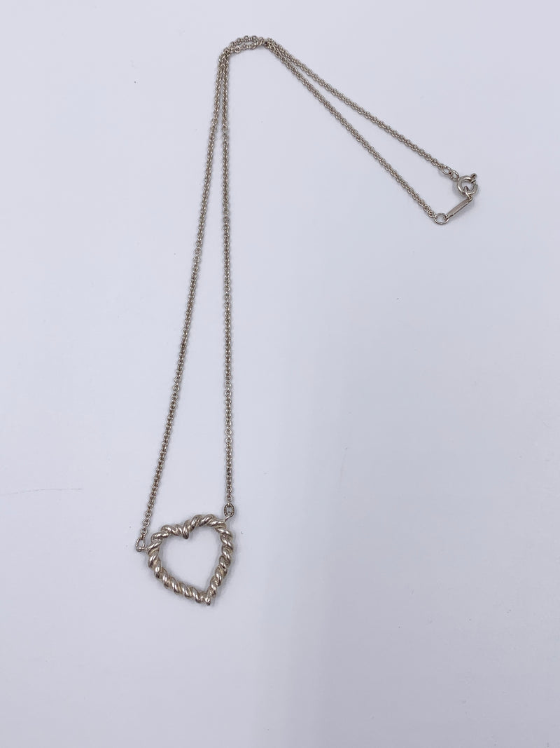 Tiffany 
Co 925 Silver Twisted Rope Open Heart Necklace