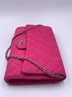 Sold-CHANEL Classic Quilted Flap Pink Caviar Shoulder Bag/Clutch with Chain Strap