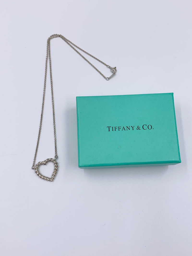 Tiffany 
Co 925 Silver Twisted Rope Open Heart Necklace