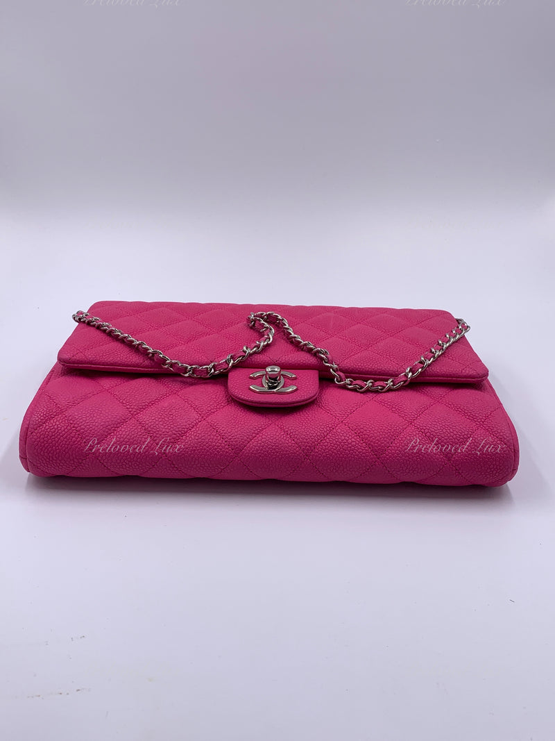 Sold-CHANEL Classic Quilted Flap Pink Caviar Shoulder Bag/Clutch with Chain Strap