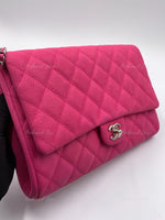 Sold-CHANEL Classic Quilted Flap Pink Caviar Shoulder Bag/Clutch with Chain Strap