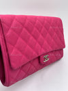 Sold-CHANEL Classic Quilted Flap Pink Caviar Shoulder Bag/Clutch with Chain Strap