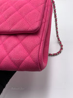 Sold-CHANEL Classic Quilted Flap Pink Caviar Shoulder Bag/Clutch with Chain Strap