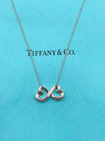 Tiffany 
Co 925 Silver Paloma Picasso Double loving heart Pendant Necklace