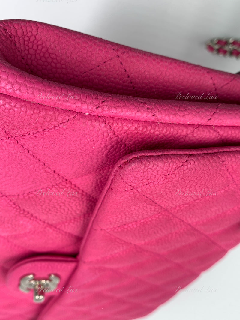 Sold-CHANEL Classic Quilted Flap Pink Caviar Shoulder Bag/Clutch with Chain Strap