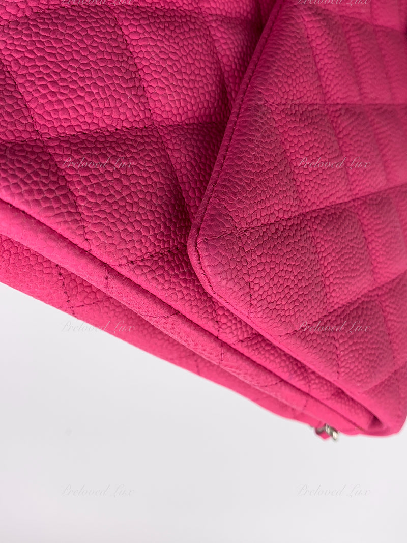 Sold-CHANEL Classic Quilted Flap Pink Caviar Shoulder Bag/Clutch with Chain Strap