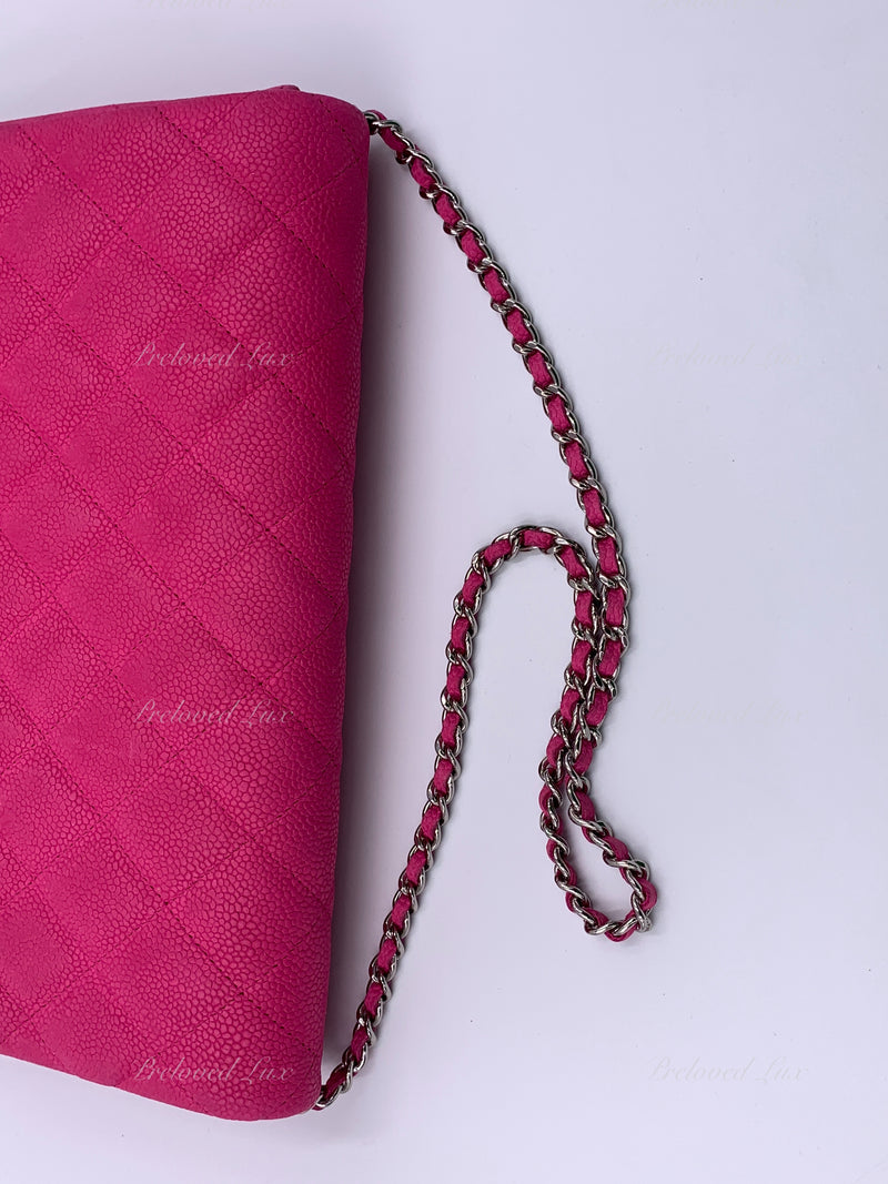 Sold-CHANEL Classic Quilted Flap Pink Caviar Shoulder Bag/Clutch with Chain Strap