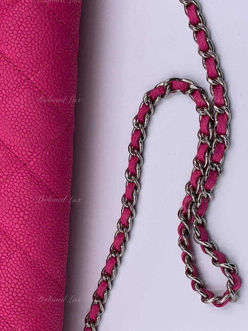 Sold-CHANEL Classic Quilted Flap Pink Caviar Shoulder Bag/Clutch with Chain Strap