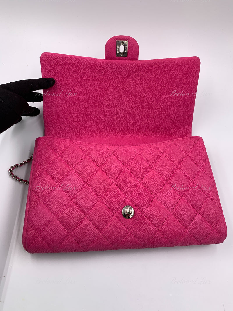 Sold-CHANEL Classic Quilted Flap Pink Caviar Shoulder Bag/Clutch with Chain Strap