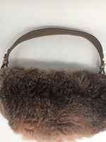 Sold-CHANEL Outdoor Ligne Hobo Fur with Leather Medium grey/brown